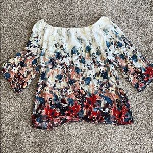 Off the shoulder floral pattern blouse